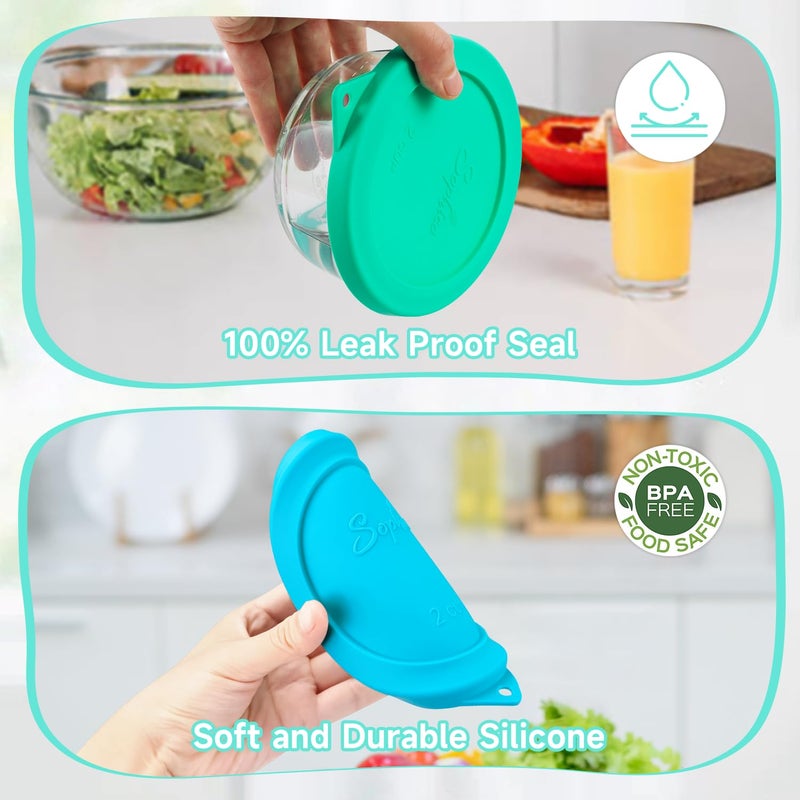 Sophico 2 Cup Round Silicone Storage Cover Lids Replacement for Pyrex 7200-PC and Anchor Hocking Glass Bowls (Container not Included) |Green-Blue 4 Pack | - Image 4